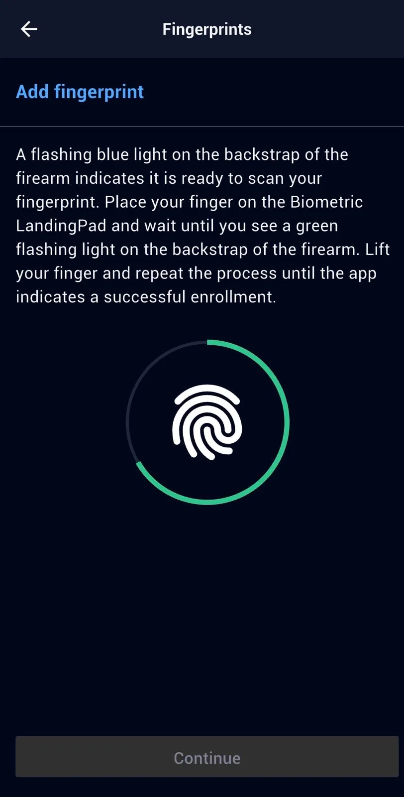 LodeStar app — biometric enrolment.