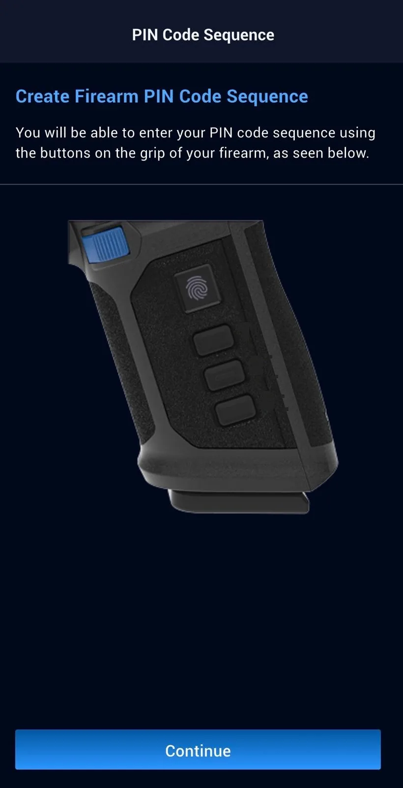 LodeStar app — setting up the grip keypad code.